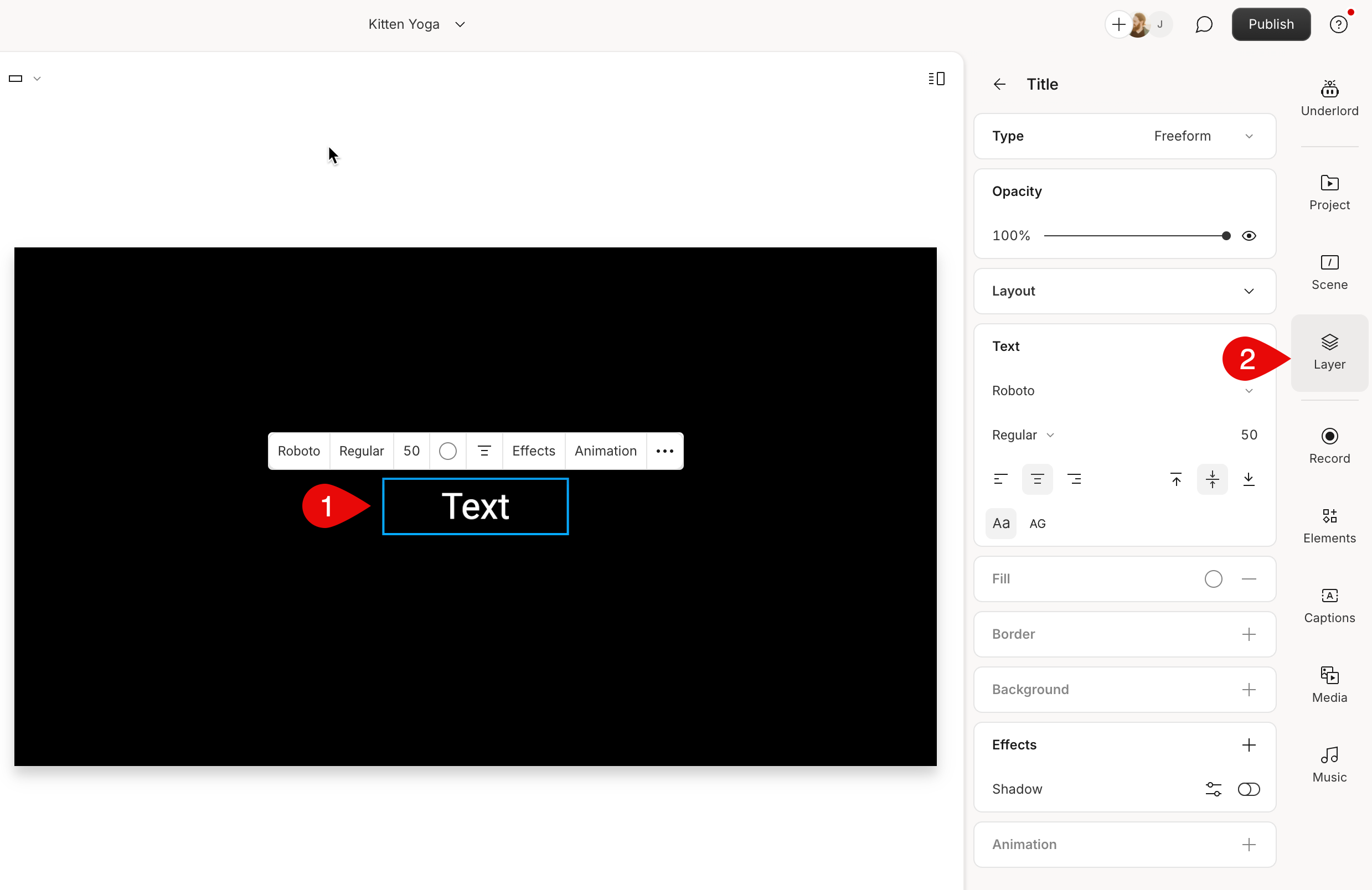 Layer panel open showing text style controls