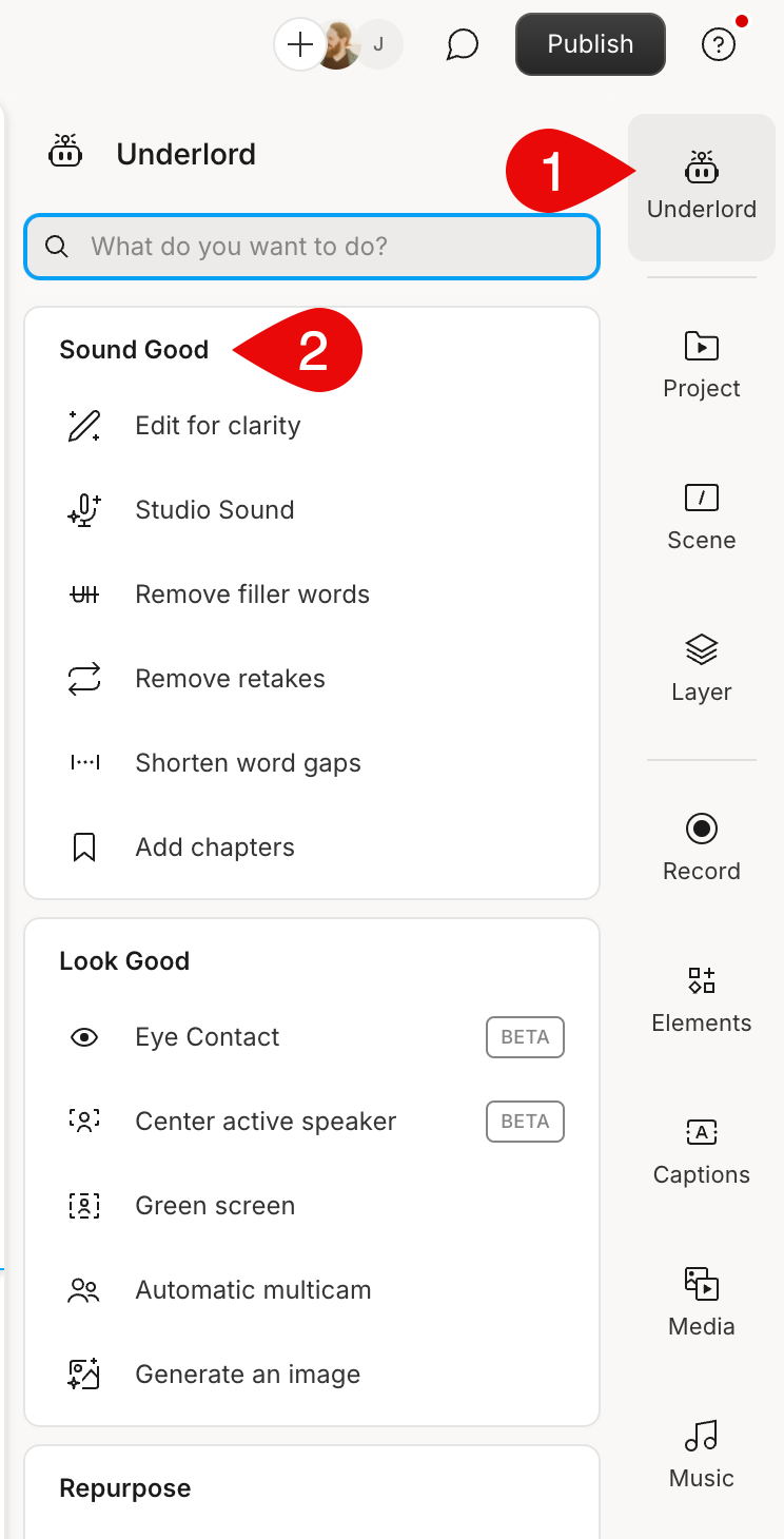 Sound Good Actions – Descript Help
