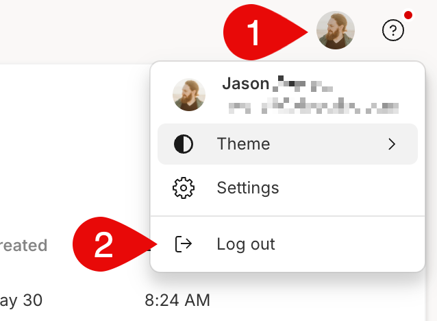 Logout button from Drive view.