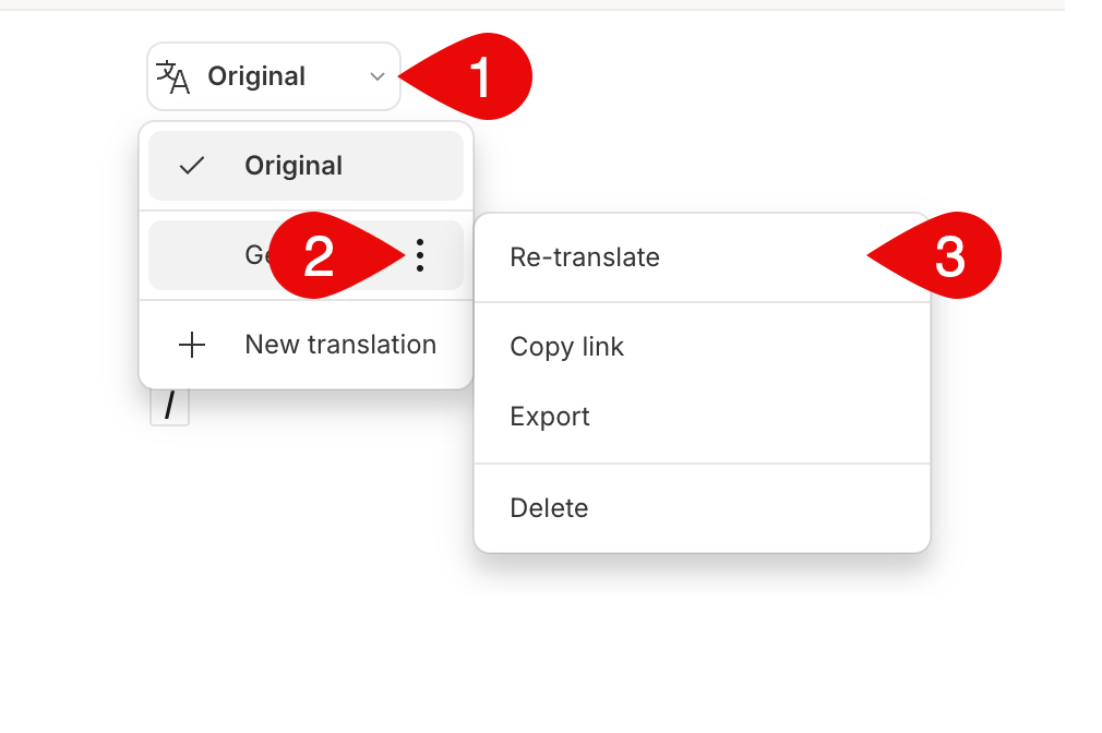 Composition menu options