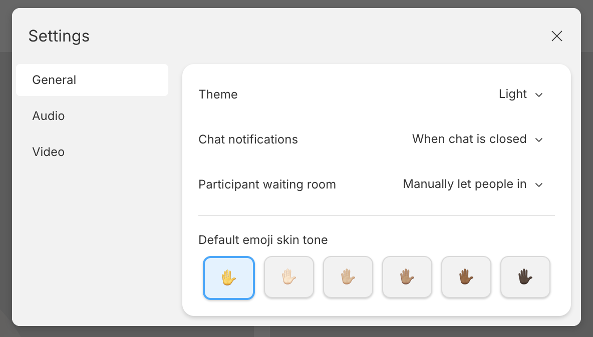General settings in Descript Room preferences