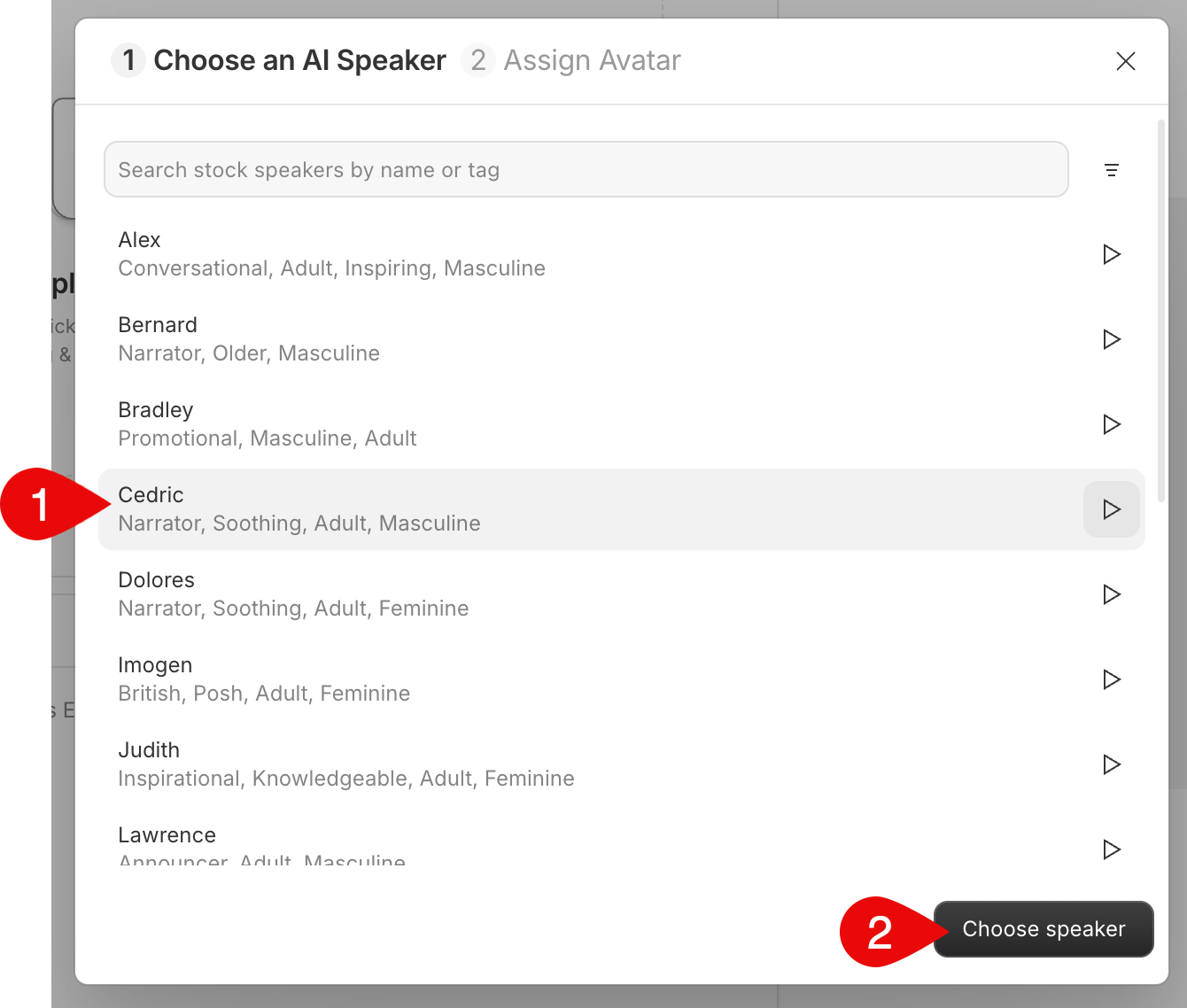 Choose speaker