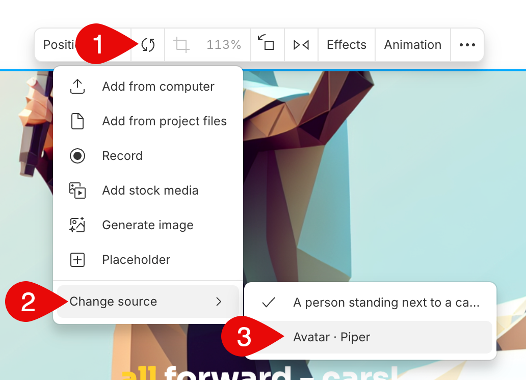 Change the source to the avatar layer
