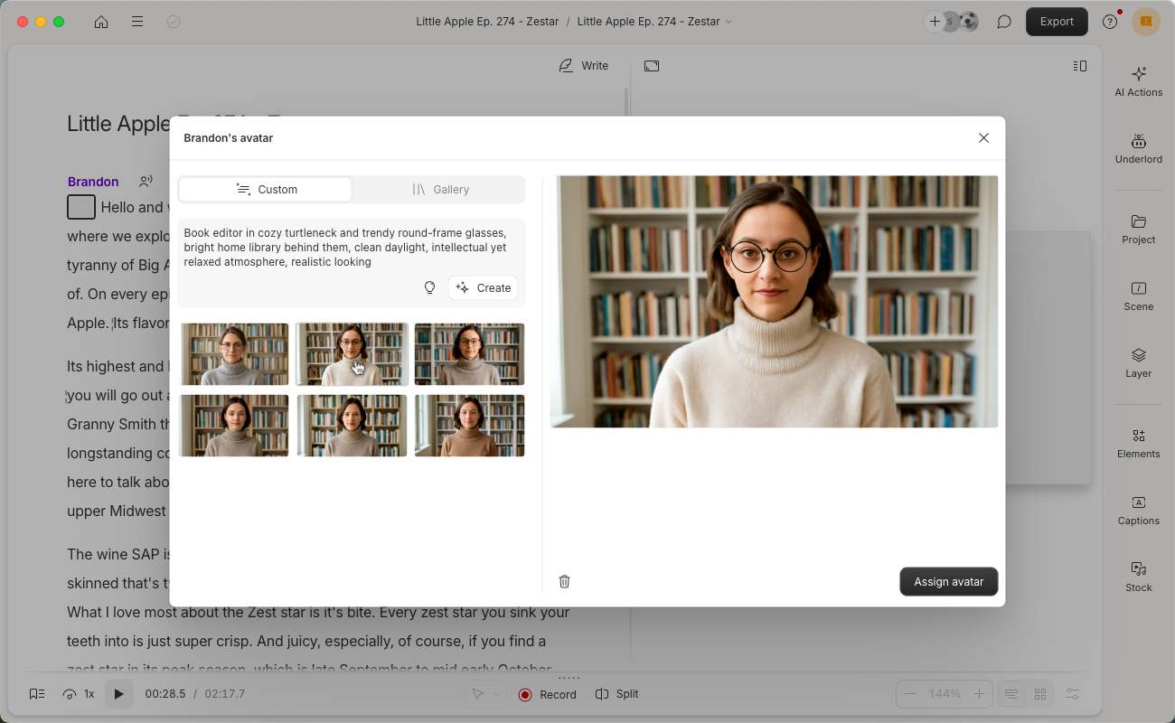 Generated avatar preview