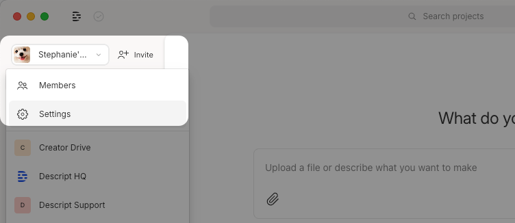 Drive selector and Settings option