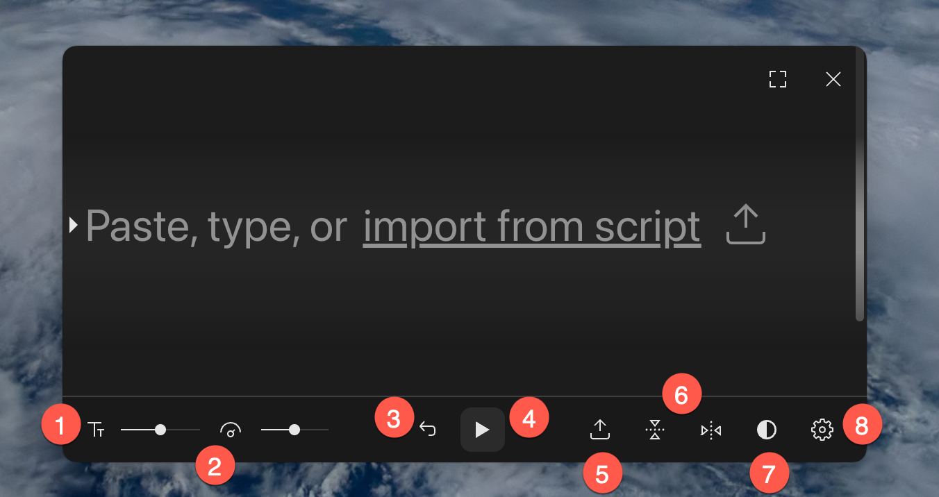 Teleprompter controls