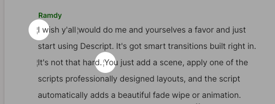 Edit boundaries in the script panel