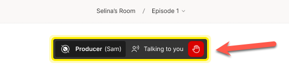 Push-to-talk notification with red hand icon