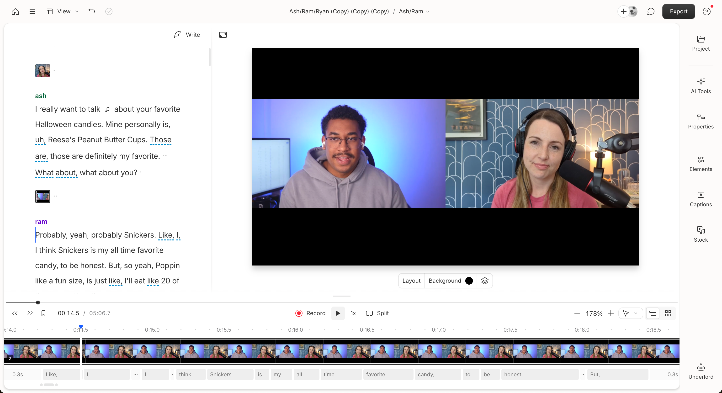 Default Rooms layout in Descript