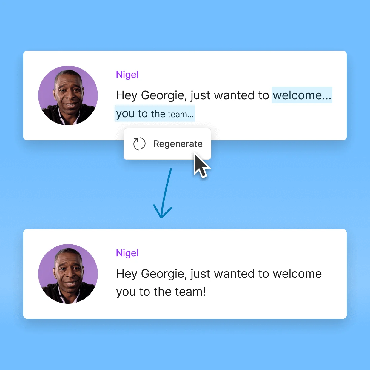 Regenerating phrase delivery with AI Speaker
