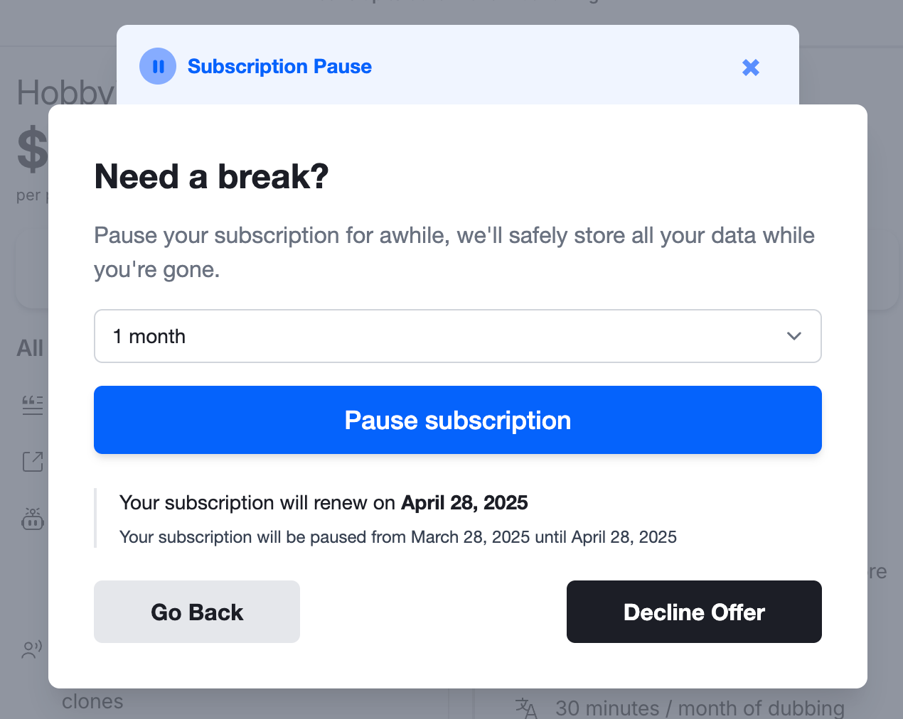Pause subscription intro illustration