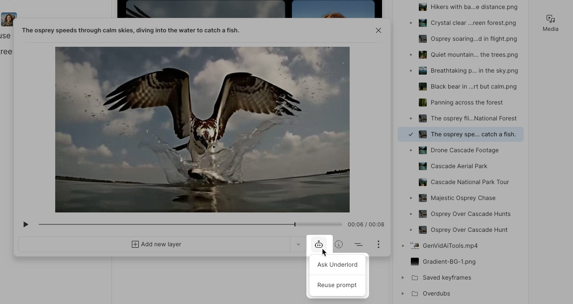 AI-generated project file options menu