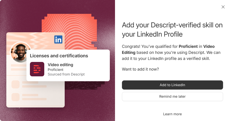 Notification showing option to connect LinkedIn account