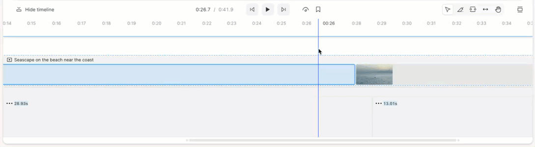 GIF showing how to trim clips to enable crossfade transitions