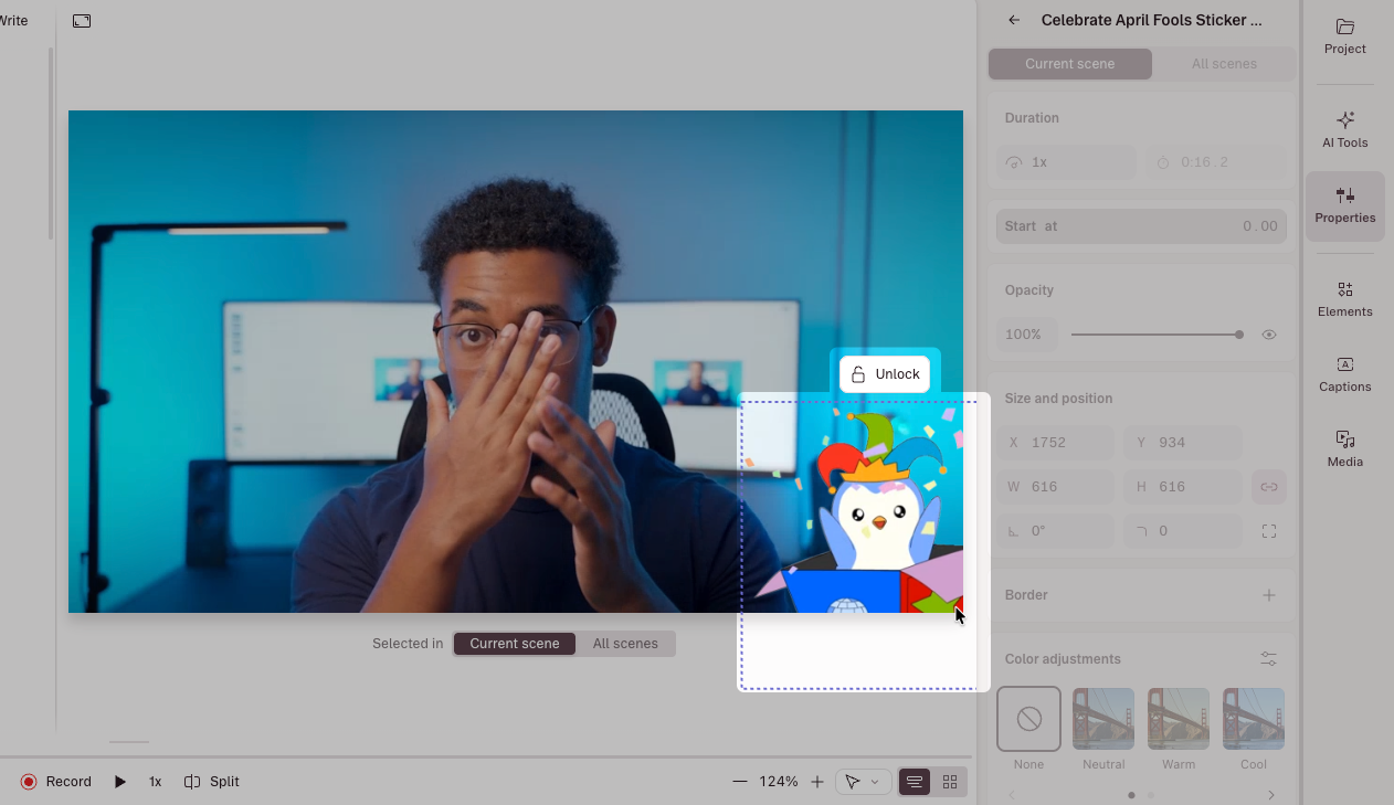 Unlock layer option in the Scene Editor