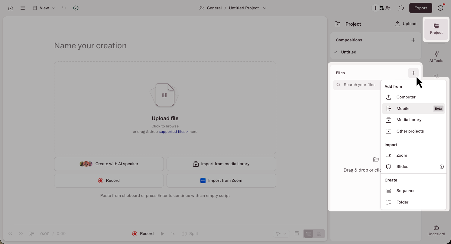 Uploading media on mobile
